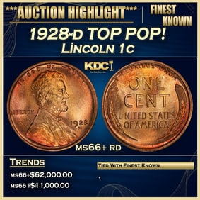 1928-d Lincoln Cent TOP POP! 1c ms66+ rd SEGS