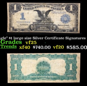 1899 $1 large size Silver Certificate "Black Eagle" Grades vf+ Signatures Speelman/White