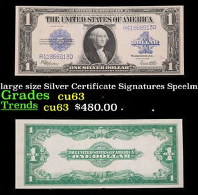 1923 $1 large size Silver Certificate Grades Select CU Signatures Speelman/White