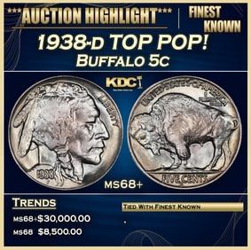 1938-d Buffalo Nickel TOP POP! 5c ms68+ SEGS
