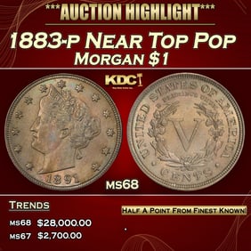 1883-p Morgan Dollar Near Top Pop $1 ms68 SEGS