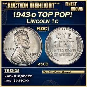 1943-d Lincoln Cent TOP POP! 1c ms68 SEGS