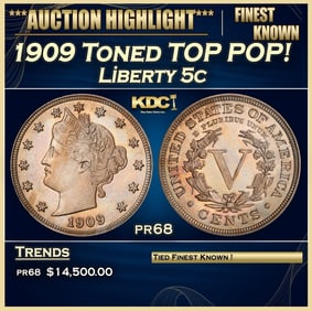 1909 Proof Liberty Nickel Toned TOP POP! 5c pr68 SEGS