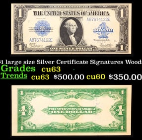 1923 $1 large size Silver Certificate Grades Select CU Signatures Woods/White