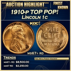 1910-p Lincoln Cent TOP POP! 1c ms67+ rd SEGS