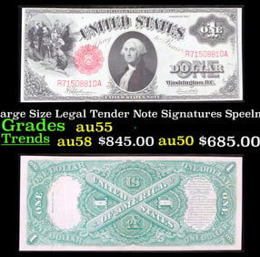 1917 $1 Large Size Legal Tender Note Grades Choice AU Signatures Speelman/White
