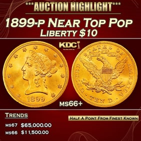 1899-p Gold Liberty Eagle Near Top Pop $10 ms66+ SEGS