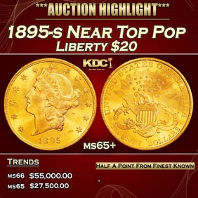 1895-s Gold Liberty Double Eagle Near Top Pop $20 ms65+ SEGS