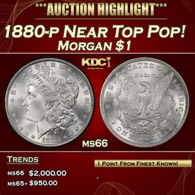 1880-p Morgan Dollar Near Top Pop! $1 ms66 SEGS
