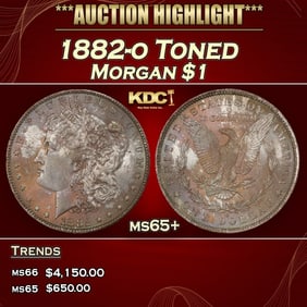 1882-o Morgan Dollar Toned $1 ms65+ SEGS