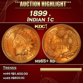 1899 Indian Cent . 1c ms65+ rd SEGS