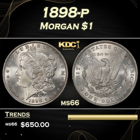 1898-p Morgan Dollar $1 Grades ms66