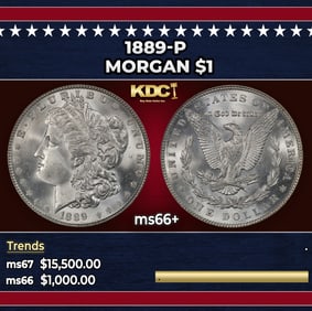 1889-p Morgan Dollar $1 ms66+ SEGS