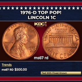 1976-d Lincoln Cent TOP POP! 1c ms67 rd SEGS