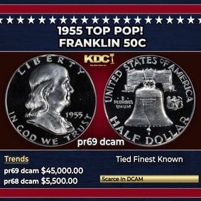 1955 Proof Franklin Half Dollar TOP POP! 50c pr69 dcam SEGS
