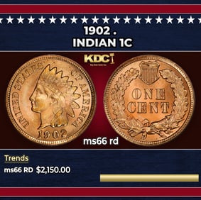1902 Indian Cent . 1c ms66 rd SEGS