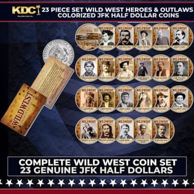 23 Piece Set Wild West Heroes & Outlaws Colorized JFK Half Dollar Coins Other Toy