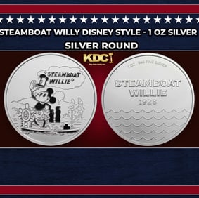 Steamboat Willy Disney Style - 1 oz Silver Round Round