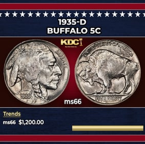 1935-d Buffalo Nickel 5c ms66 SEGS