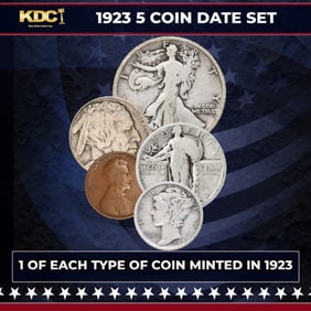 1923 5 Coin Date Set, 1 Of Each Type Of Coin Minted in 1923