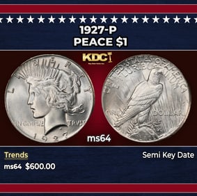 1927-p Peace Dollar $1 Grades ms64