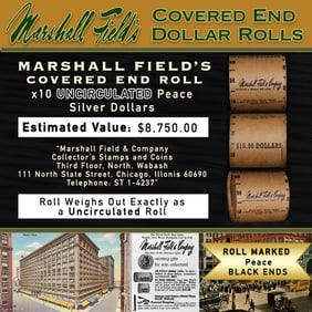MARSHALL FIELDS 10 Coin UNC Peace $1 Roll Rare BLACK Lvl