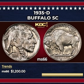 1935-d Buffalo Nickel 5c ms66 SEGS