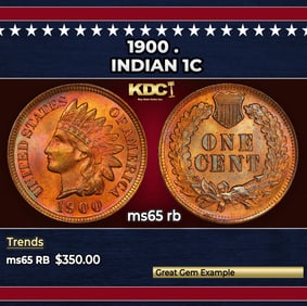 1900 Indian Cent . 1c Grades ms65 rb