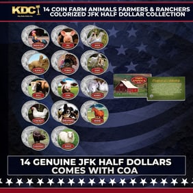 14 Coin Farm Animals Farmers & Ranchers Official Colorized JFK Half Dollar Collection Other Toy
