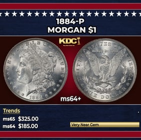 1884-p Morgan Dollar $1 Grades ms64+