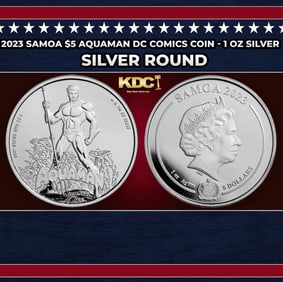 2023 Samoa $5 Aquaman DC Comics Coin - 1 oz Silver Round Round
