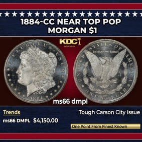 1884-cc Morgan Dollar Near Top Pop $1 ms66 dmpl SEGS