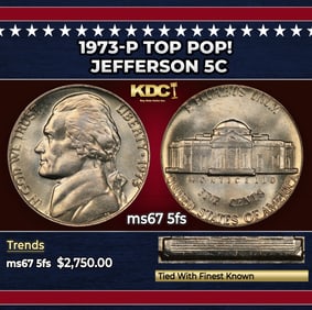 1973-p Jefferson Nickel TOP POP! 5c ms67 5fs SEGS