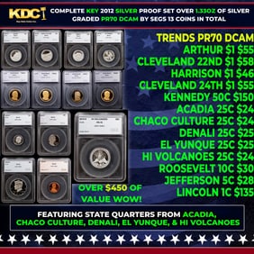 Rare 2012 US Silver Proof Set Graded pr70 DCAM By SEGS about 1.5 oz of pure silver Key To Series!!!