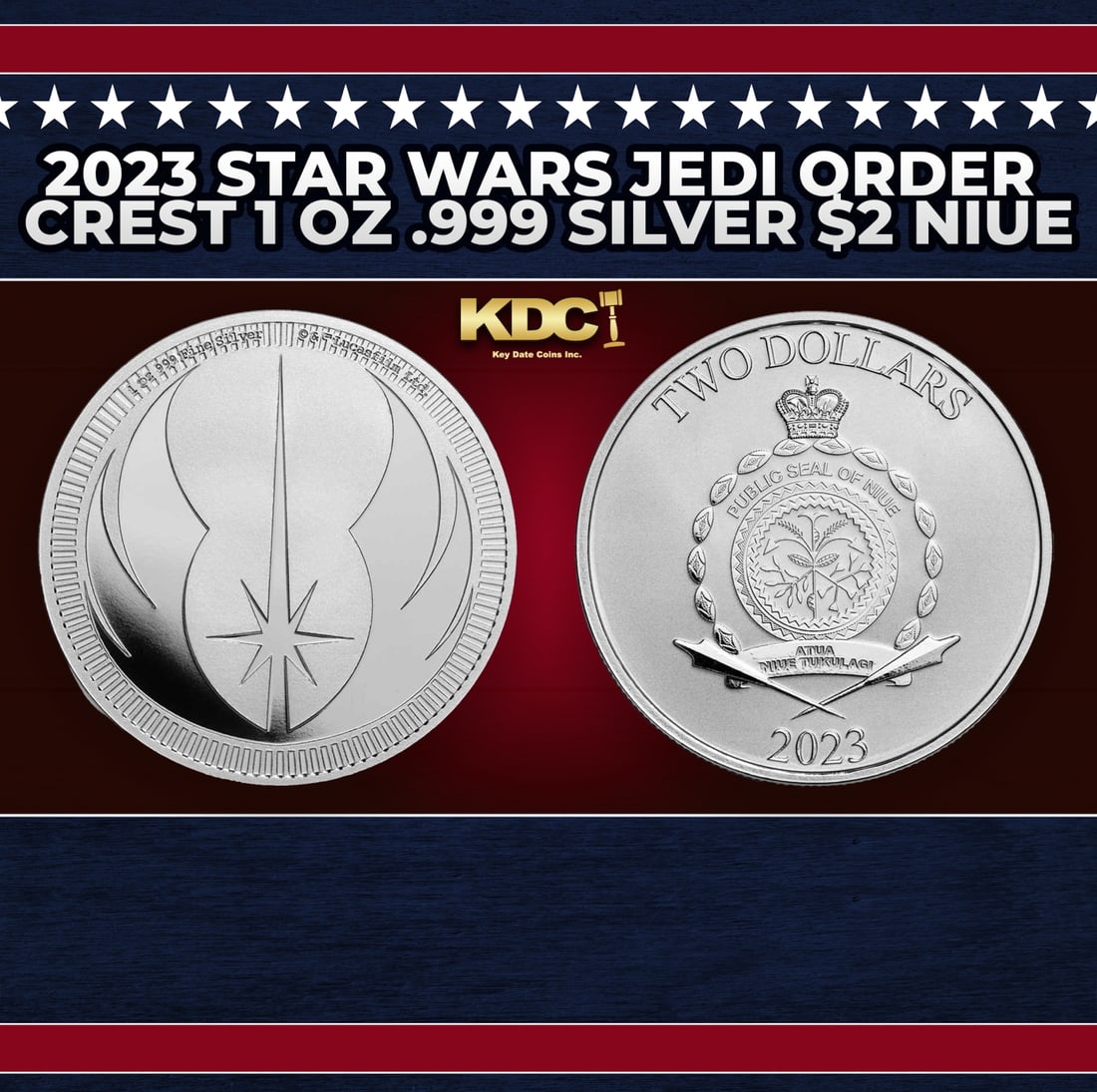 2023 Star Wars Jedi Order Crest 1 oz .999 Silver $2 Niue  Round (1 of 3)