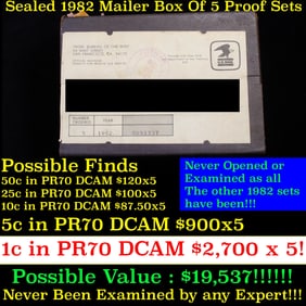 Original sealed box 5- 1982 United States Mint Proof Sets