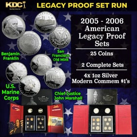 2005-2006 US Mint Legacy Proof Sets - 25 Coins Total, 2 Complete Sets Over 3oz Of Silver