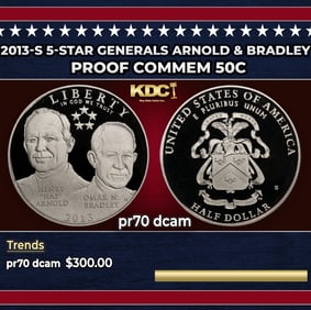 2013-S 5-Star Generals Arnold & Bradley Proof Modern Commem Half Dollar 50c pr70 dcam SEGS
