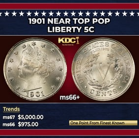 1901 Liberty Nickel Near Top Pop 5c ms66+ SEGS