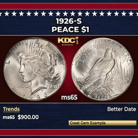 1926-s Peace Dollar $1 Grades ms65