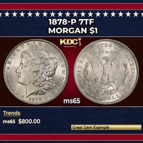 1878-p 7tf Morgan Dollar $1 Grades ms65