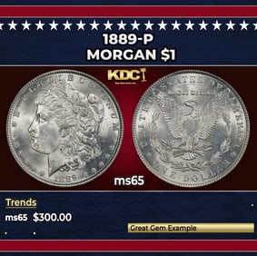 1889-p Morgan Dollar $1 Grades ms65