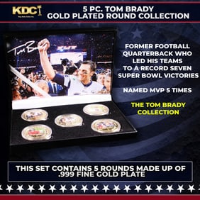 5 Coin Tom Brady Gold Plated Round Collection