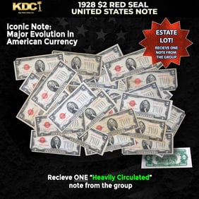 1x 1928 $2 Red Seal United States Note Heavily Circulated