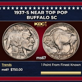 1937-s Buffalo Nickel Near Top Pop 5c ms67 SEGS