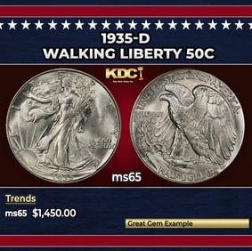 1935-d Walking Liberty Half Dollar 50c ms65 SEGS