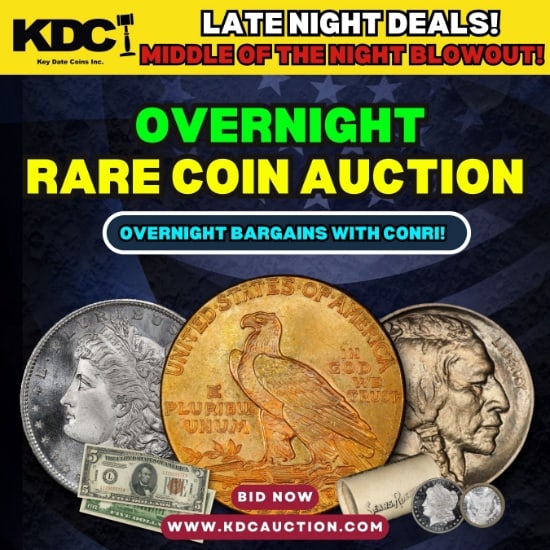 Cover: NEW YEAR, NEW KEY DATE COINS!We are so excited to be launching the brand new Overnight Live online coin auction with Conri! ALL NIGHT ENTERTAINMENT! 5 nights a week!This is an online coin auction feat