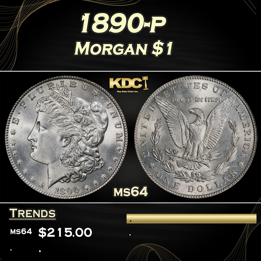 1890-p Morgan Dollar $1 Grades ms64 (1 of 3)