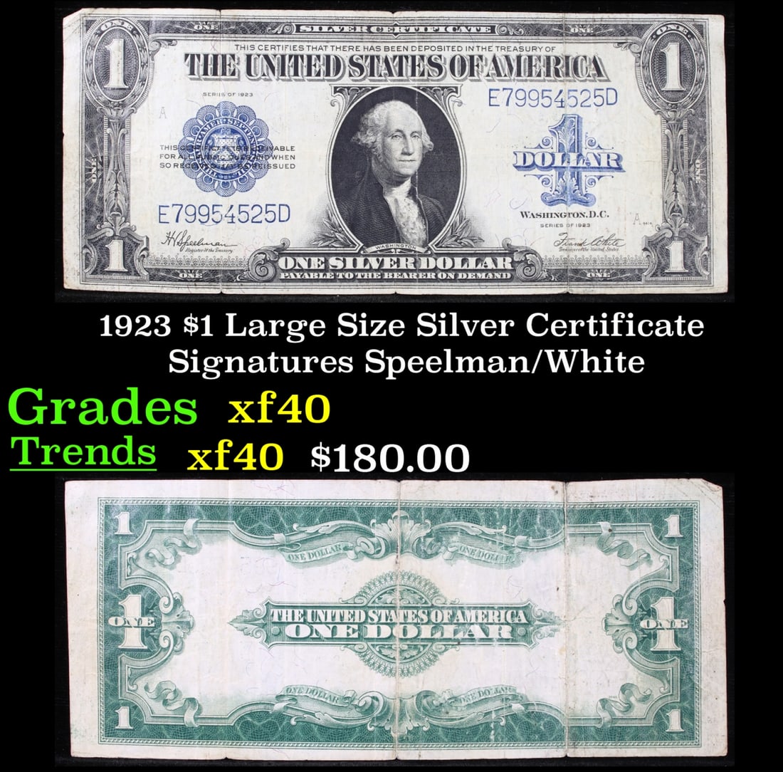 1923 $1 large size Silver Certificate Grades vf+ Signatures Speelman/White (1 of 3)