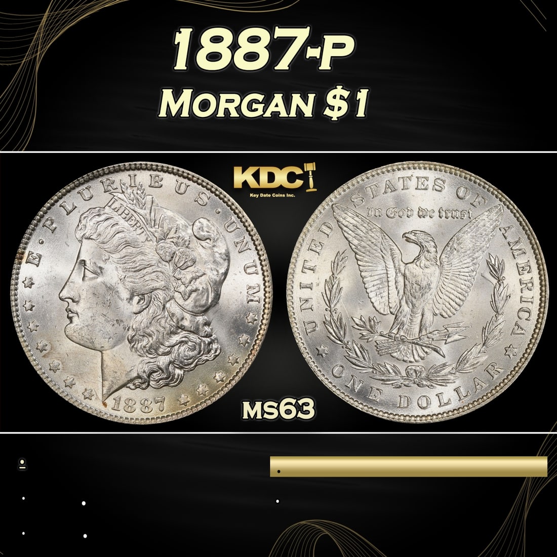 1887-p Morgan Dollar $1 Grades ms63 (1 of 3)